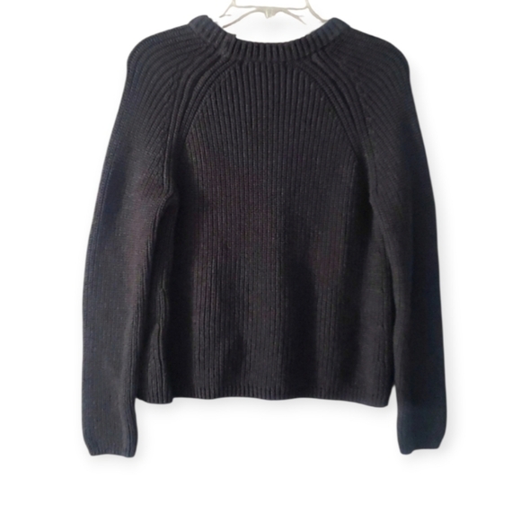 Quince 100% Organic Cotton Fisherman Crewneck Sweater Dark Grey Charcoal Ribbed - Picture 11 of 17